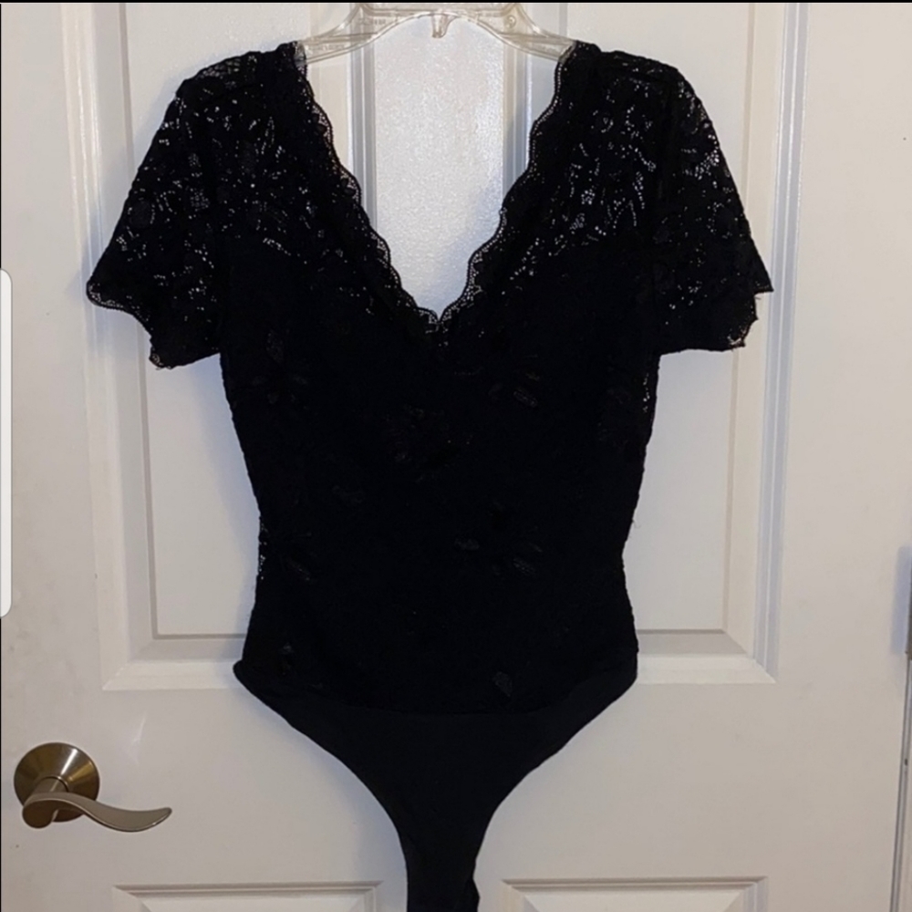 Black Lace V-Neck Bodysuit
